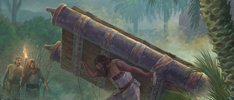 Artist rendering of Sampson carrying the gates